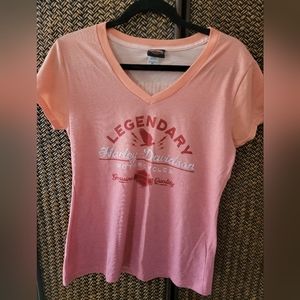 Harley-Davidson Women’s Embellished V Neck T Shirt Orange/Red Ombre